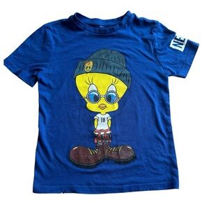 Looney Tunes Tweety Bird NEFF Kids Graphic Tee Blue Cartoon Short Sleeve Shirt